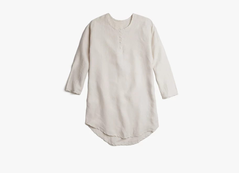 Parachute Women's Linen Sleep Shirt - Soft Breathable Nightshirt for Comfortable Sleep