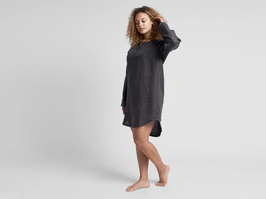Parachute Women's Linen Sleep Shirt - Soft Breathable Nightshirt for Comfortable Sleep